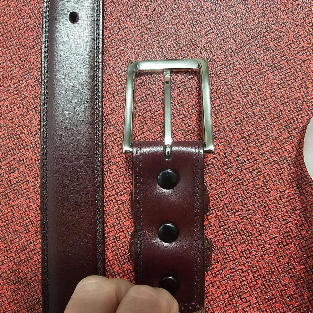 Torino Aniline Kipskin Dress Belt Brown 42 Office Preppy Luxury Removable Buckle